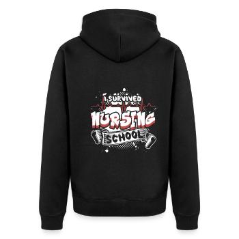 I Survived Nursing School - Unisex Premium Organic Zip Hoodie - black - Back - Nico (187cm)