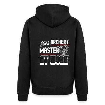 Archery Master At Work - Unisex Premium Organic Zip Hoodie - black - Back - Nico (187cm)
