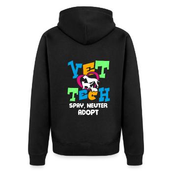 Vet Tech Spay Neuter Adopt - Unisex Premium Organic Zip Hoodie - black - Back - Nico (187cm)