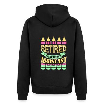 Funny Retired Teacher Assistant - Unisex Premium Organic Zip Hoodie - black - Back - Nico (187cm)