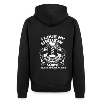 Dog Groomer I Love My Smokin Hot Dog Groomer Wife - Unisex Premium Organic Zip Hoodie - black - Back - Nico (187cm)