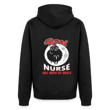 Aries Real Nurse Are Born As Aries - Unisex Premium Organic Zip Hoodie - black - Back - Nico (187cm)