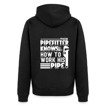 Pipefitter Pipefitter Know How To Work - Unisex Premium Organic Zip Hoodie - black - Back - Nico (187cm)