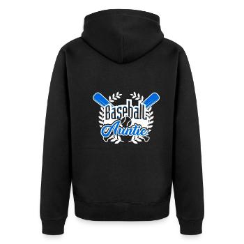 Baseball Auntie - Unisex Premium Organic Zip Hoodie - black - Back - Nico (187cm)