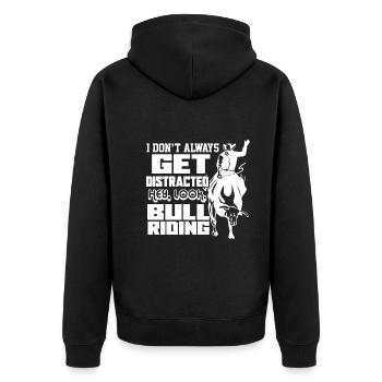 Bull Riding Bull Riding Lovers - Unisex Premium Organic Zip Hoodie - black - Back - Nico (187cm)