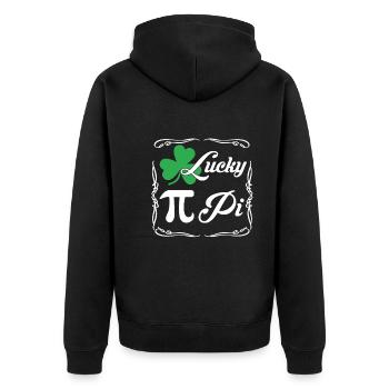 Pi Day Lucky Pi Clover - Unisex Premium Organic Zip Hoodie - black - Back - Nico (187cm)