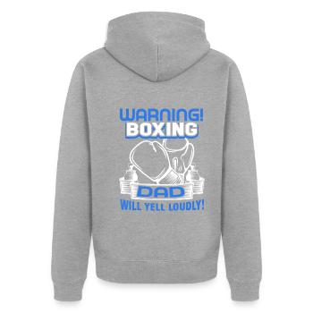 Boxing Boxing Dad Will Yell Loudly - Unisex Premium Organic Zip Hoodie - heather grey - Back - Nico (187cm)