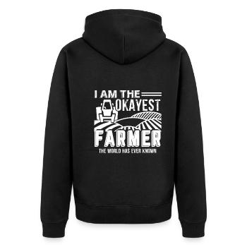 Farmer I Am The Okayest Farmer - Unisex Premium Organic Zip Hoodie - black - Back - Nico (187cm)