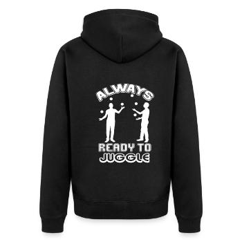 Juggling Always Ready to Juggle - Unisex Premium Organic Zip Hoodie - black - Back - Nico (187cm)