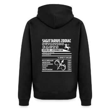 Sagittarius Zodiac Nutrition Facts Horoscope - Unisex Premium Organic Zip Hoodie - black - Back - Nico (187cm)