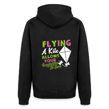 Kite Flying A Kite Allows Your Imagination To Soar - Unisex Premium Organic Zip Hoodie - black - Back - Nico (187cm)