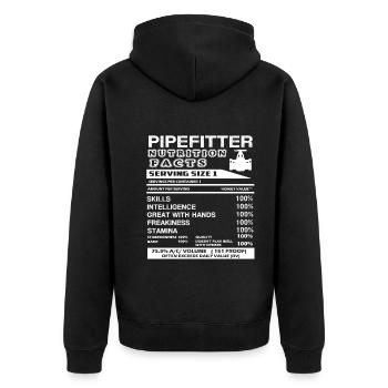 Pipefitter Nutrition Facts - Unisex Premium Organic Zip Hoodie - black - Back - Nico (187cm)