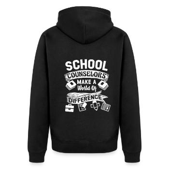 School Counselors Make A World Of Difference - Unisex Premium Organic Zip Hoodie - black - Back - Nico (187cm)