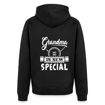Sewing Grandma Is Sew Special - Unisex Premium Organic Zip Hoodie - black - Back - Nico (187cm)