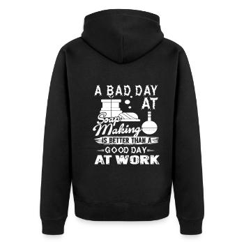 Soap Making A Bad Day At Soap Making - Unisex Premium Organic Zip Hoodie - black - Back - Nico (187cm)