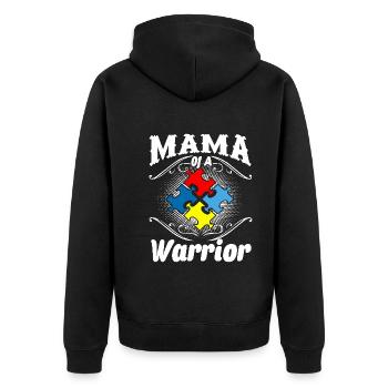 Autism Awareness Mama Of A Warrior Autism - Unisex Premium Organic Zip Hoodie - black - Back - Nico (187cm)
