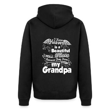 Father's Day Grandpa In Heaven - Unisex Premium Organic Zip Hoodie - black - Back - Nico (187cm)