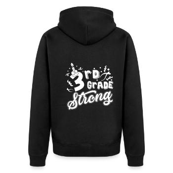 3rd Grade Teacher 3rd Grade Strong - Unisex Premium Organic Zip Hoodie - black - Back - Nico (187cm)