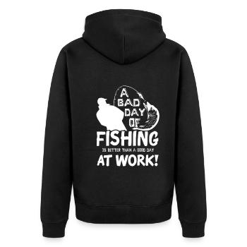 Fishing A Bad Day Of Fishing - Unisex Premium Organic Zip Hoodie - black - Back - Nico (187cm)