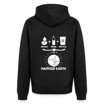 Earth Day Reduce Reuse Recycle Happier Earth - Unisex Premium Organic Zip Hoodie - black - Back - Nico (187cm)