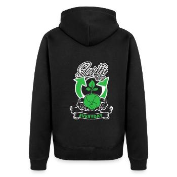 Earth Day Every Day - Unisex Premium Organic Zip Hoodie - black - Back - Nico (187cm)
