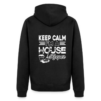 Housekeeper Keep Calm I am A Housekeeper - Unisex Premium Organic Zip Hoodie - black - Back - Nico (187cm)