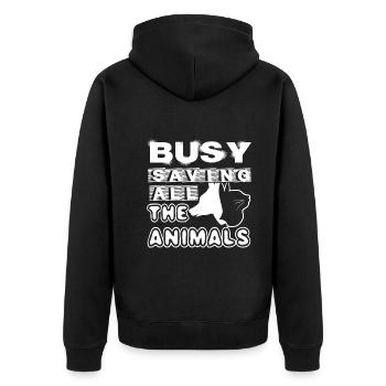 Veterinarian Veterinarians Save Animals - Unisex Premium Organic Zip Hoodie - black - Back - Nico (187cm)