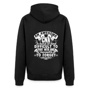 CNA Awesome CNA Is Hard To Find - Unisex Premium Organic Zip Hoodie - black - Back - Nico (187cm)