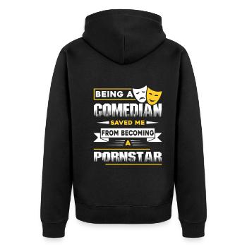 Comedian Being A Comedian Saved Me - Unisex Premium Organic Zip Hoodie - black - Back - Nico (187cm)