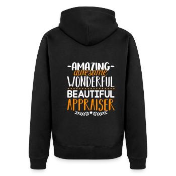 Appraiser Amazing Appraiser - Unisex Premium Organic Zip Hoodie - black - Back - Nico (187cm)