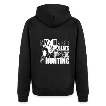 Fox Hunting My Heart Beats For Fox Hunting - Unisex Premium Organic Zip Hoodie - black - Back - Nico (187cm)