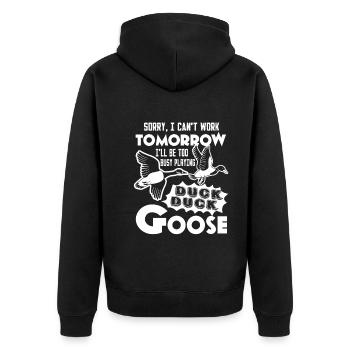 Duck Hunting Funny Duck Hunting - Unisex Premium Organic Zip Hoodie - black - Back - Nico (187cm)