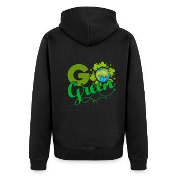 Earth Day Go Green Happy Earth - Unisex Premium Organic Zip Hoodie - black - Back - Nico (187cm)