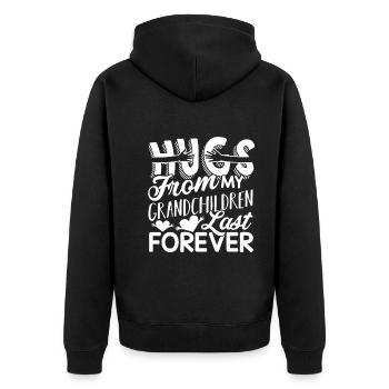 Mother's Day Hugs From My Grandchildren - Unisex Premium Organic Zip Hoodie - black - Back - Nico (187cm)