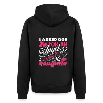 Mother's Day God Sent Me My Daughter - Unisex Premium Organic Zip Hoodie - black - Back - Nico (187cm)