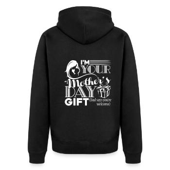 Mother's Day I am Your Mother's Day Gift - Unisex Premium Organic Zip Hoodie - black - Back - Nico (187cm)