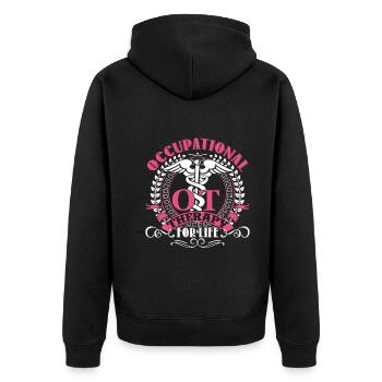 Occupational Therapy For Life - Unisex Premium Organic Zip Hoodie - black - Back - Nico (187cm)