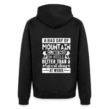 Mountain Climbing A Bad Day Of Mountain Climbing - Unisex Premium Organic Zip Hoodie - black - Back - Nico (187cm)