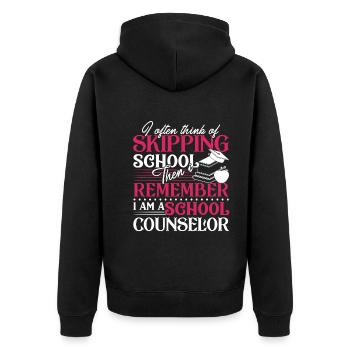 School Counselor I am A School Counselor - Unisex Premium Organic Zip Hoodie - black - Back - Nico (187cm)