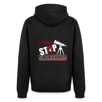Astronomer Never Stop Searching - Unisex Premium Organic Zip Hoodie - black - Back - Nico (187cm)