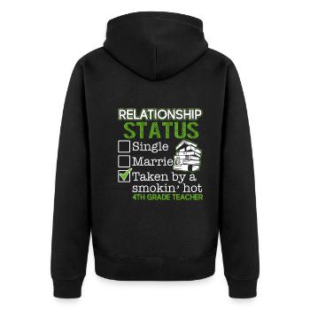 4th Grade Teacher Relationship Status - Unisex Premium Organic Zip Hoodie - black - Back - Nico (187cm)