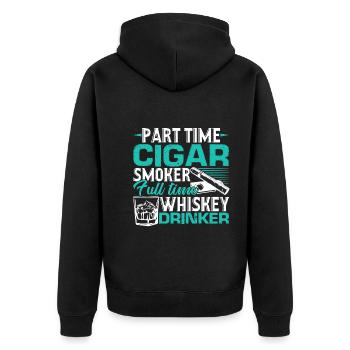 Cigar Smoking Part Time Cigar Smoker - Unisex Premium Organic Zip Hoodie - black - Back - Nico (187cm)