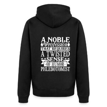A Noble Profession Phlebotomist - Unisex Premium Organic Zip Hoodie - black - Back - Nico (187cm)
