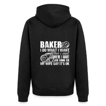 Baker I Do What I Want - Unisex Premium Organic Zip Hoodie - black - Back - Nico (187cm)