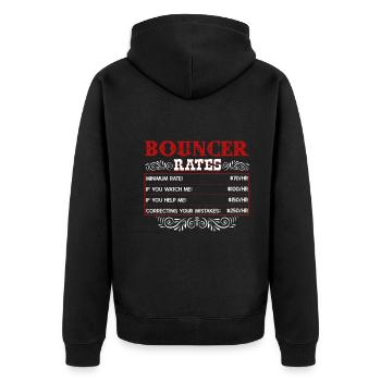 Bouncer Rates - Unisex Premium Organic Zip Hoodie - black - Back - Nico (187cm)