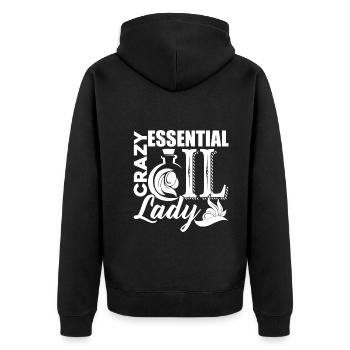 Crazy Essential Oil Lady - Unisex Premium Organic Zip Hoodie - black - Back - Nico (187cm)