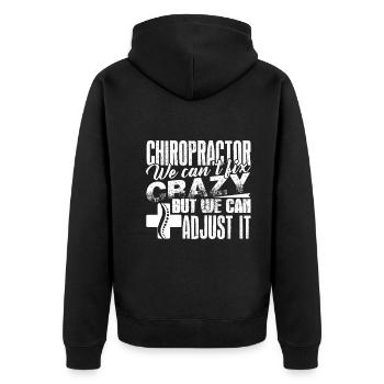 Chiropractor Chiropractor Can Adjust - Unisex Premium Organic Zip Hoodie - black - Back - Nico (187cm)