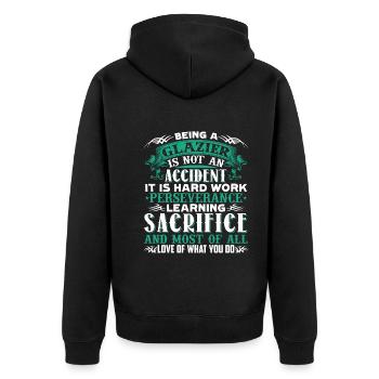 Being A Glazier Is Not An Accident - Unisex Premium Organic Zip Hoodie - black - Back - Nico (187cm)