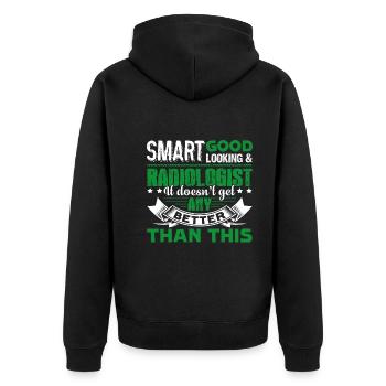 Radiologist Smart Radiologist - Unisex Premium Organic Zip Hoodie - black - Back - Nico (187cm)