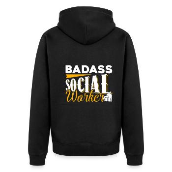 Social Worker Badass Social Worker - Unisex Premium Organic Zip Hoodie - black - Back - Nico (187cm)